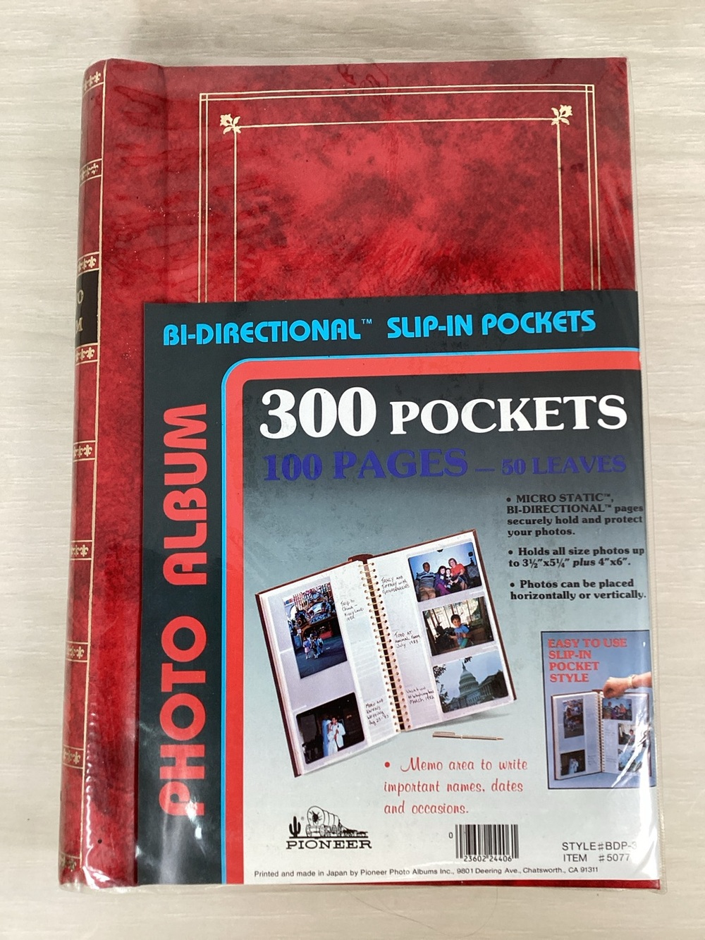 Vintage Photo Album 300 Pictures 4x6 Pioneer Spiral Leather Pocket Red